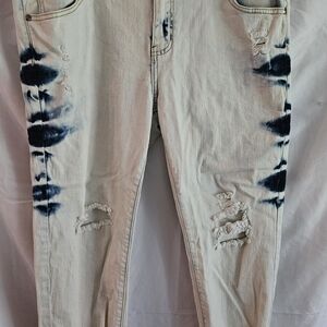 VIP Cream and Blue Distressed Skinny Jeans